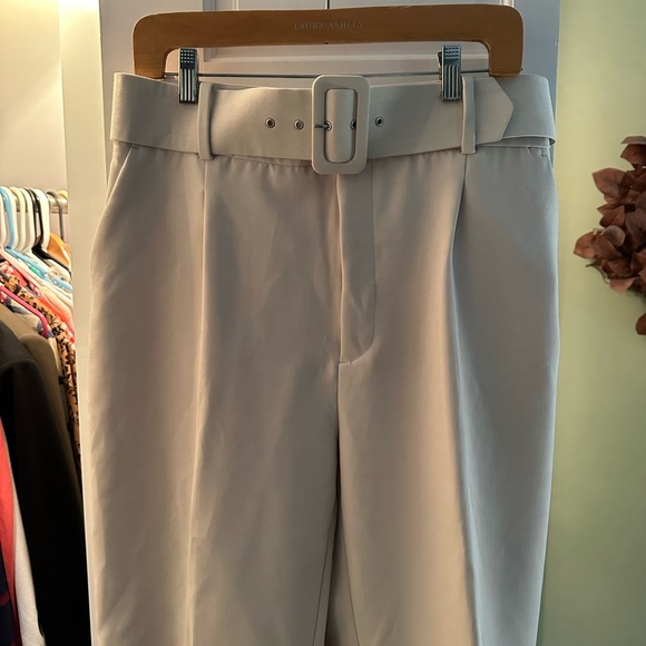 Zara size XL ankle length belted pants in Ecru - Picture 1 of 5